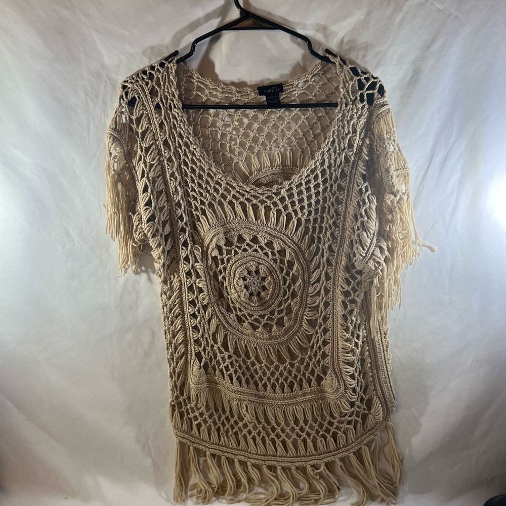 Rue21 Natural Crochet Knit Top